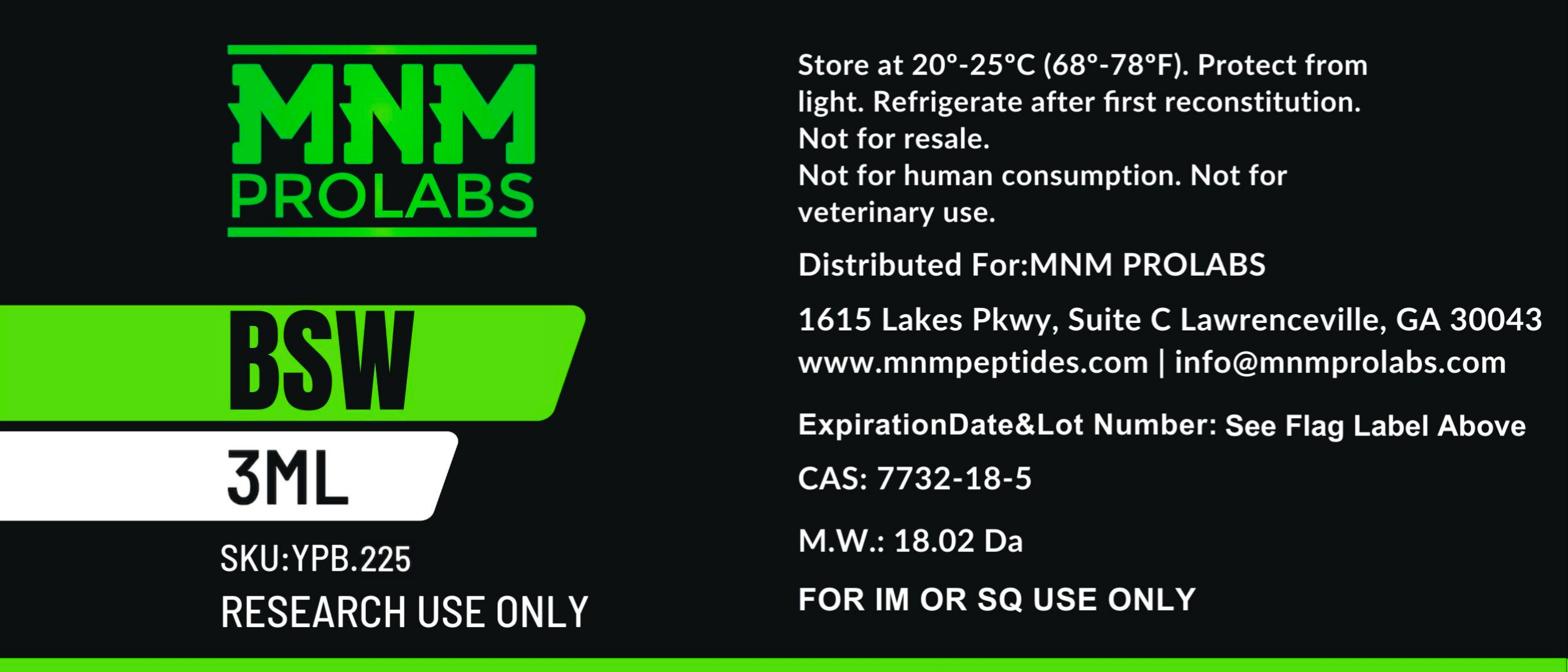 Bacteriostatic Water (BSW) (3mL) - Image 2